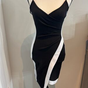 Black and White Asymmetrical Bodycon Dress